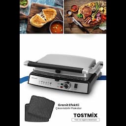 tostmix i̇nox paslanmaz çelik 2000 watt granit çıkarılabilir plakalı tost ve izgara makinesi with price 57