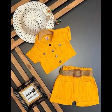 kare yaka kısa kollu baskılı kız bebek bluz ve etek 2'li takım - 6.89 usd