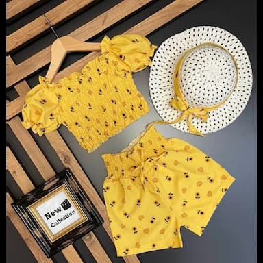 kare yaka kısa kollu baskılı kız bebek bluz ve etek 2'li takım - 6.89 usd