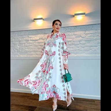 kadın pembe etnik desenli pamuklu elbise - 21.99 usd