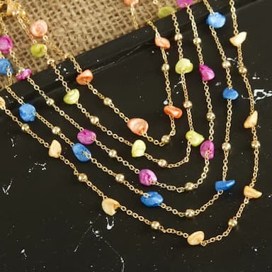 natural stone look enamel chain necklace - 0.4 usd