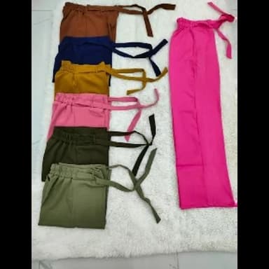 kuşaklı bol paça pantolon - 12.99 usd