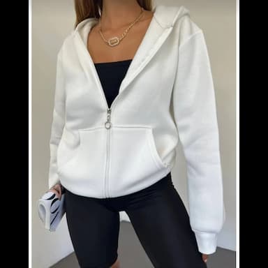 beyaz kapüşonlu hirka - 7.47 usd