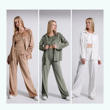 kadın alt üst crop 3lü takım ithal özel üretim kadife kumaş - 20.99 usd
