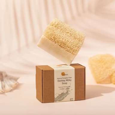 doğal kabak lifli eşek sütü sabunu - 150-180 gr sabunla i̇ç i̇çe doğal yumuşak kabak lifi - 3 usd